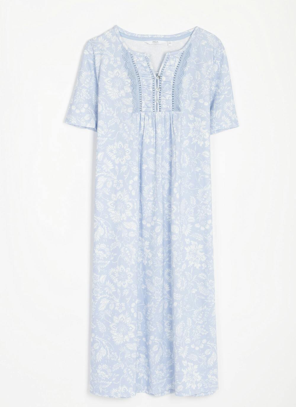  Pure Cotton Lace Trim Printed Nightdress