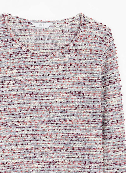  Cotton Blend Textured Crew Neck Top