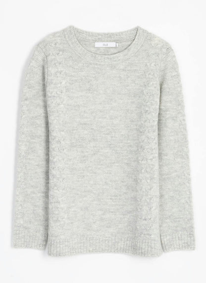  Soft Touch Cable Knit Crew Neck Jumper