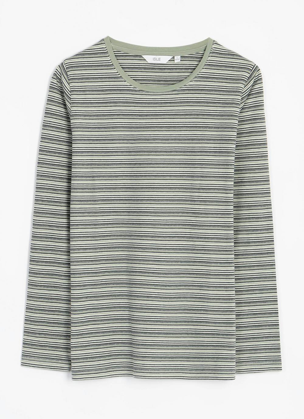  Pure Cotton Striped Crew Neck Top