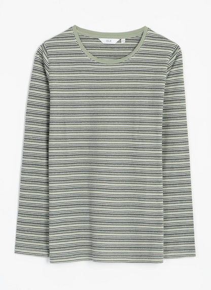  Pure Cotton Striped Crew Neck Top