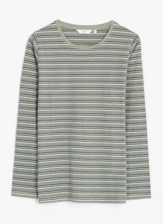  Pure Cotton Striped Crew Neck Top
