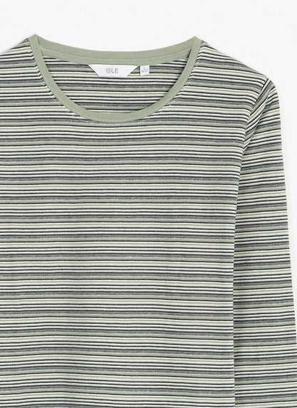  Pure Cotton Striped Crew Neck Top