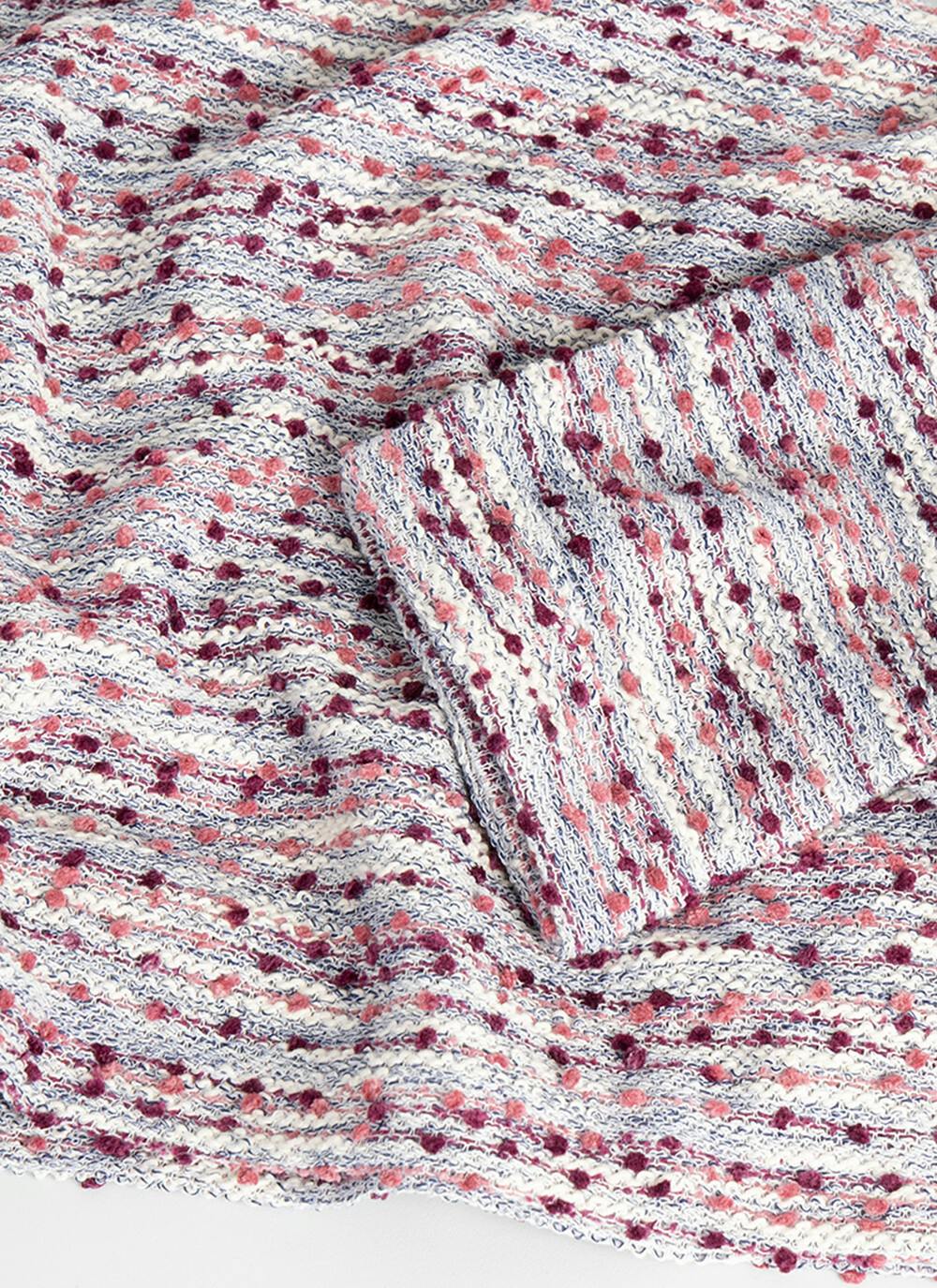  Cotton Blend Textured Crew Neck Top