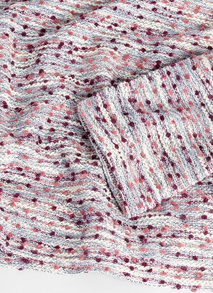  Cotton Blend Textured Crew Neck Top