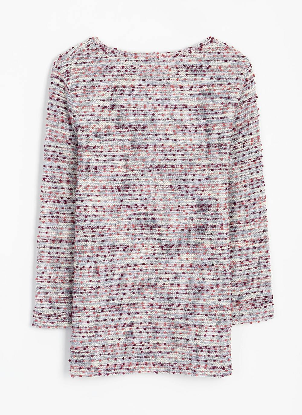  Cotton Blend Textured Crew Neck Top