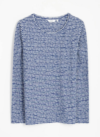  Cotton Blend Striped Textured Top