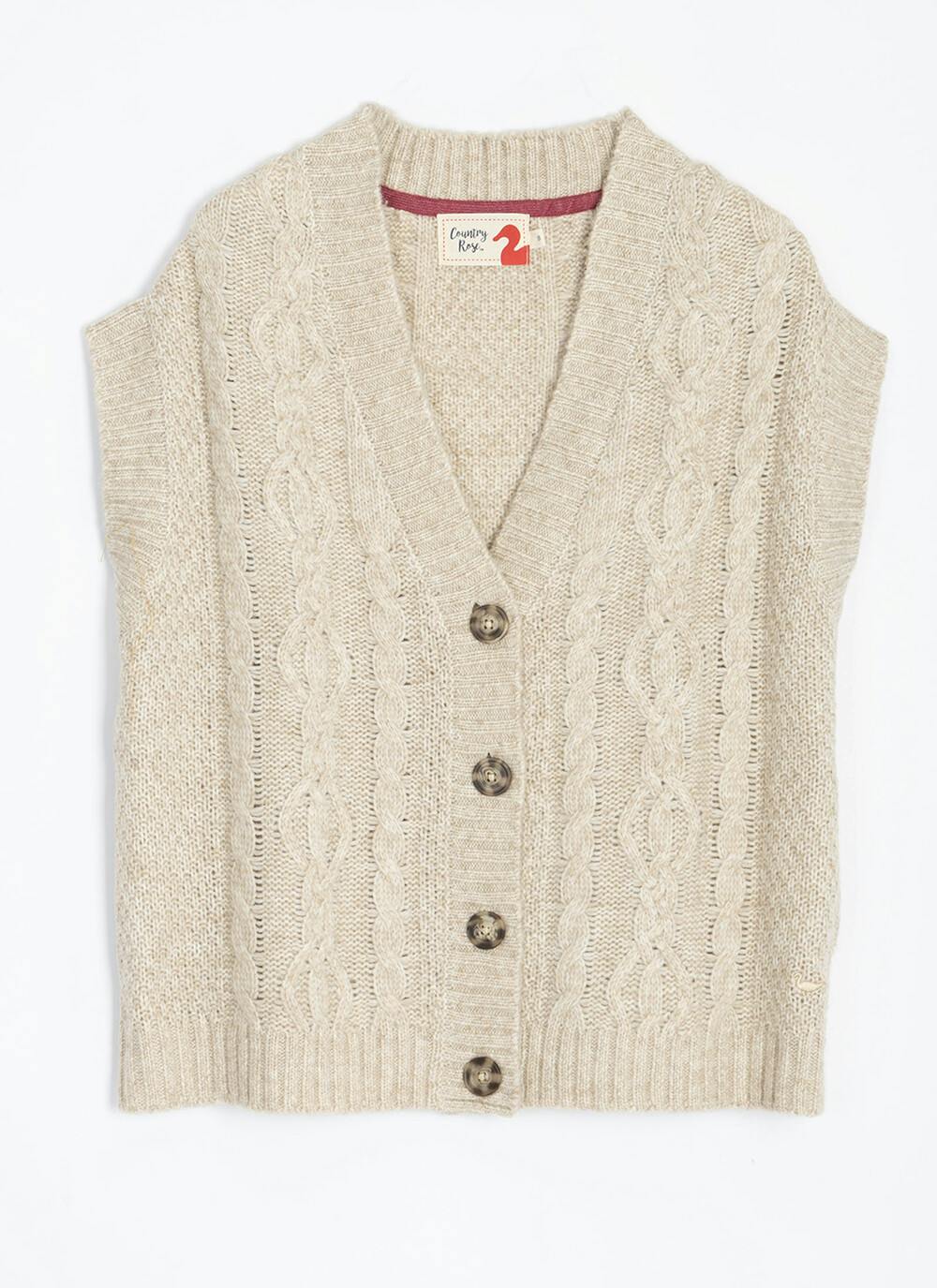  Wool Blend Cable Knit Waistcoat