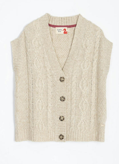  Wool Blend Cable Knit Waistcoat