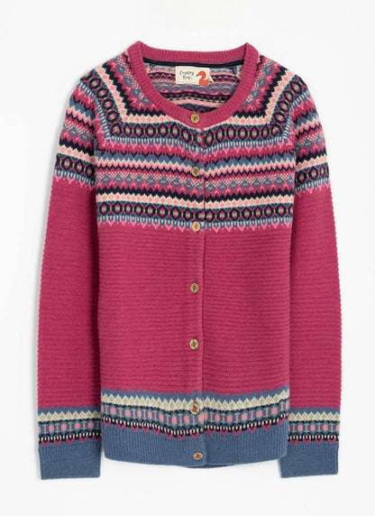  Wool Blend Crew Neck Fairisle Cardigan