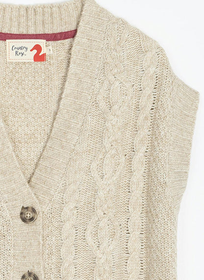 Wool Blend Cable Knit Waistcoat