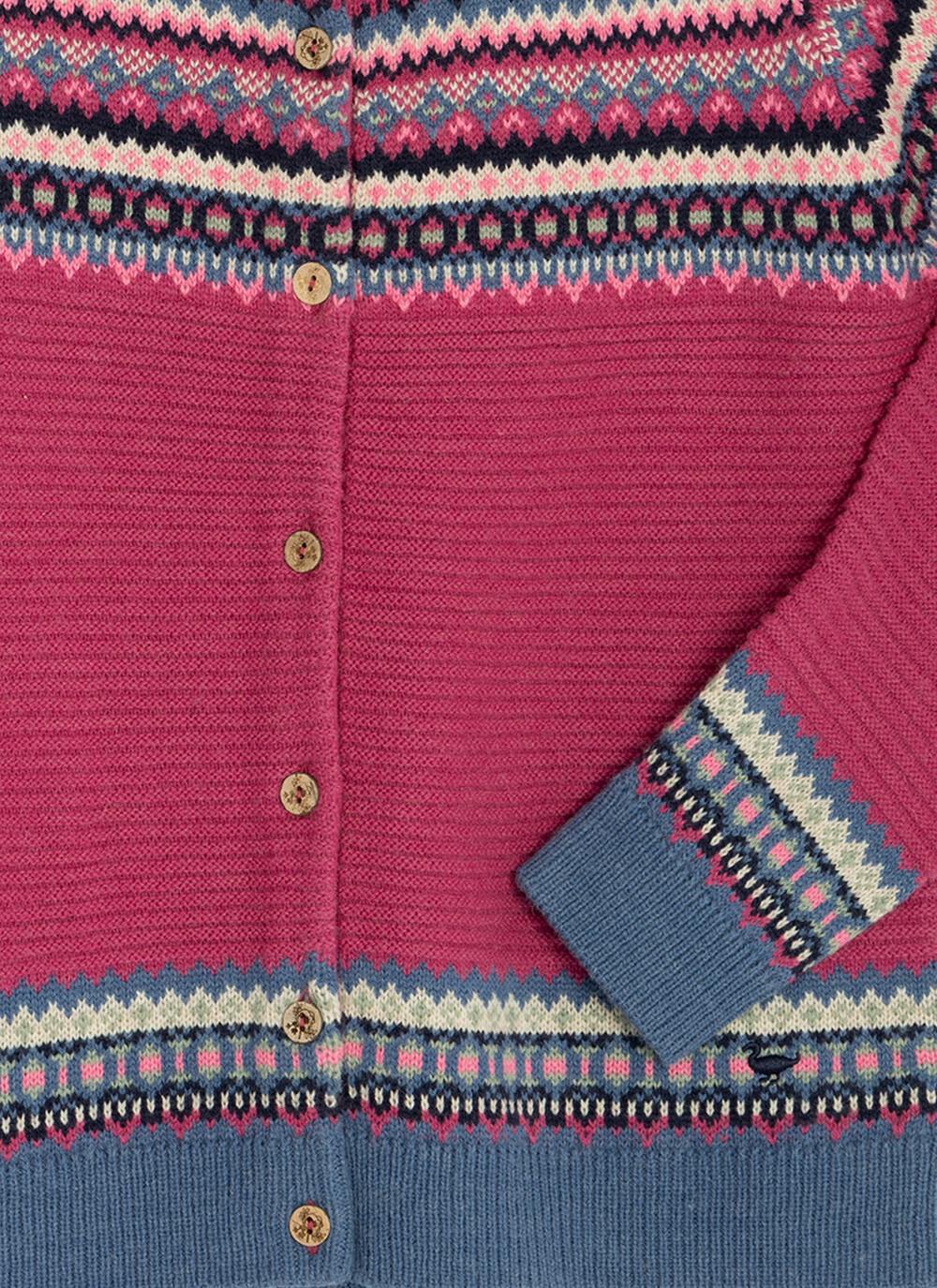  Wool Blend Crew Neck Fairisle Cardigan