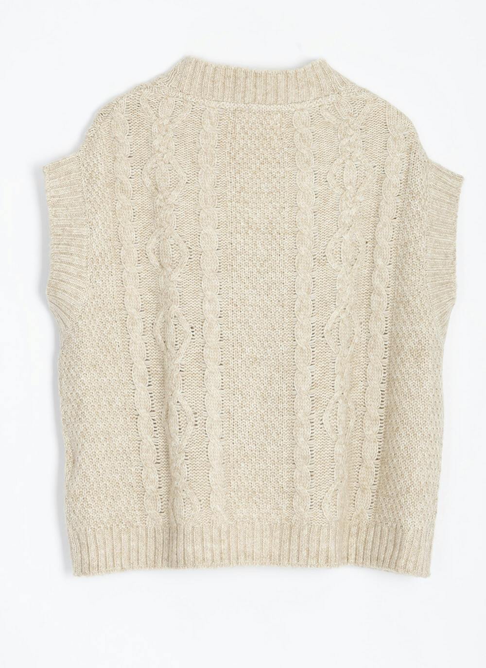  Wool Blend Cable Knit Waistcoat