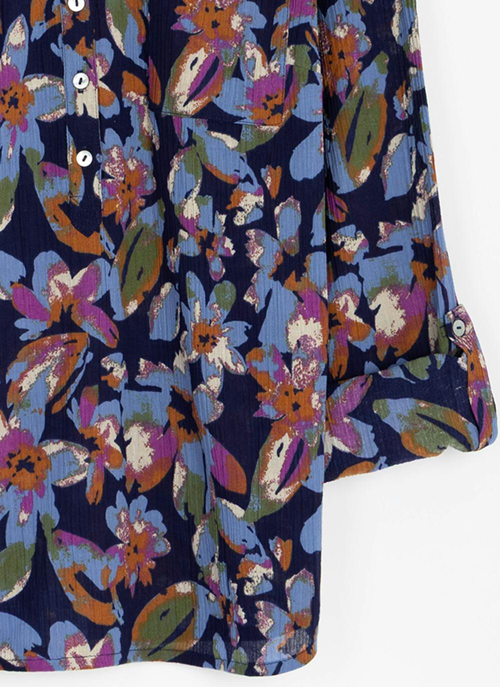  Pure Cotton Round Neck Print Blouse