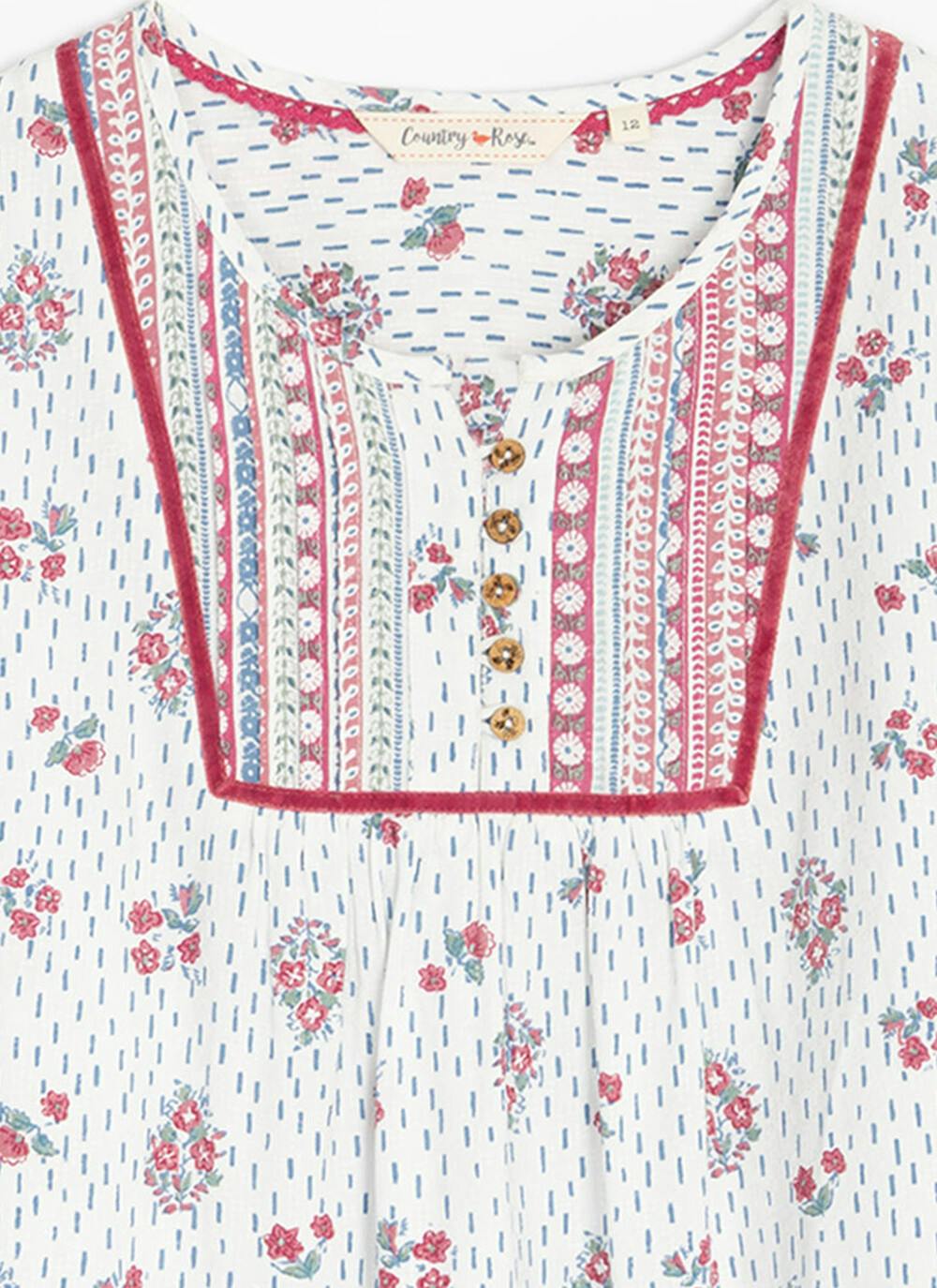  Pure Cotton Printed Pintuck Blouse