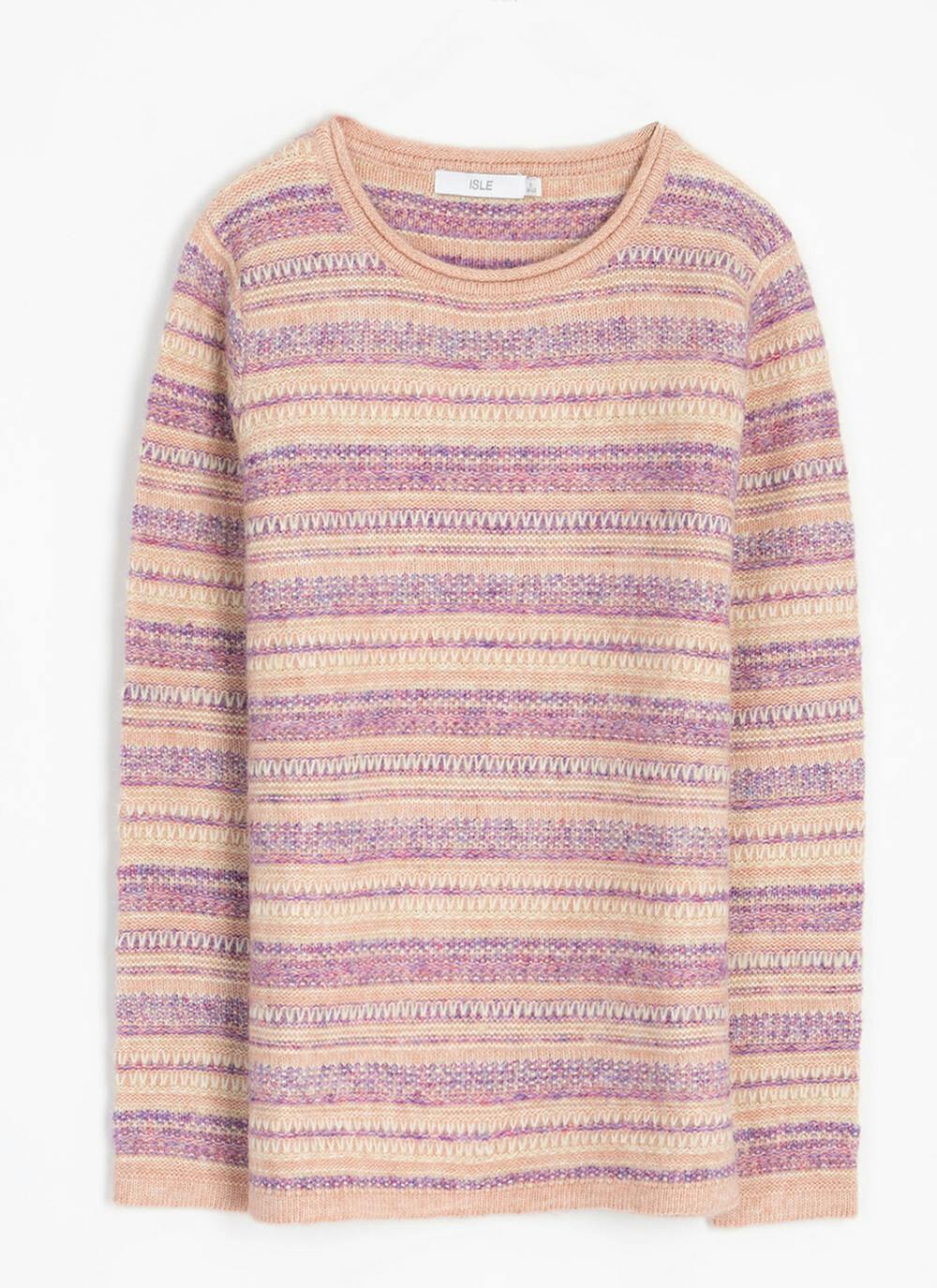  Textured Striped Crew Neck Jumper