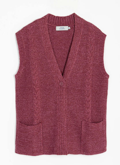  Single Cable Knit V- Neck Waistcoat