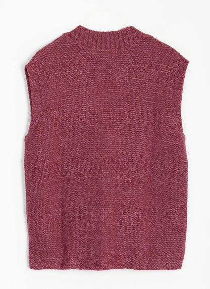  Single Cable Knit V- Neck Waistcoat