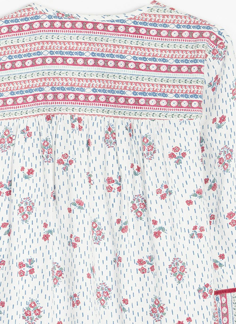  Pure Cotton Printed Pintuck Blouse
