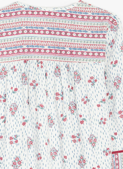  Pure Cotton Printed Pintuck Blouse