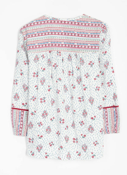  Pure Cotton Printed Pintuck Blouse