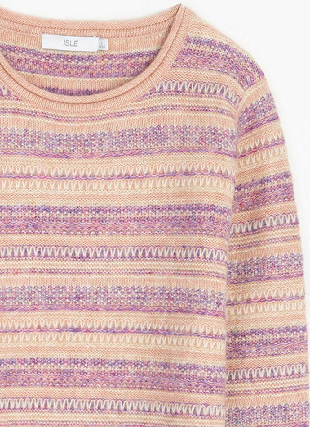  Textured Striped Crew Neck Jumper