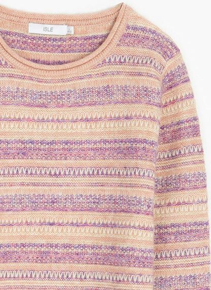  Textured Striped Crew Neck Jumper