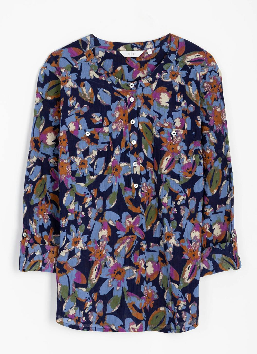 Pure Cotton Round Neck Print Blouse