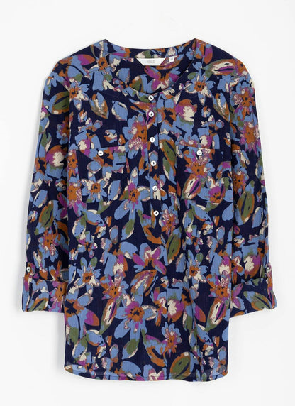  Pure Cotton Round Neck Print Blouse