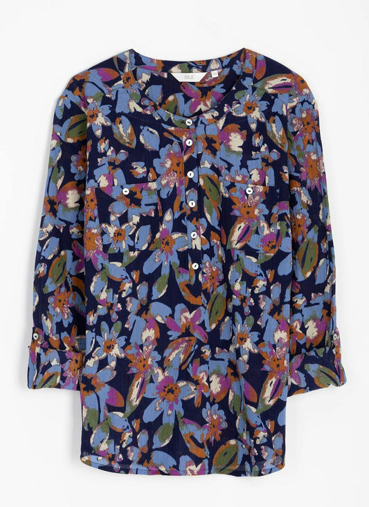  Pure Cotton Round Neck Print Blouse