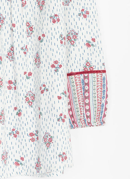  Pure Cotton Printed Pintuck Blouse