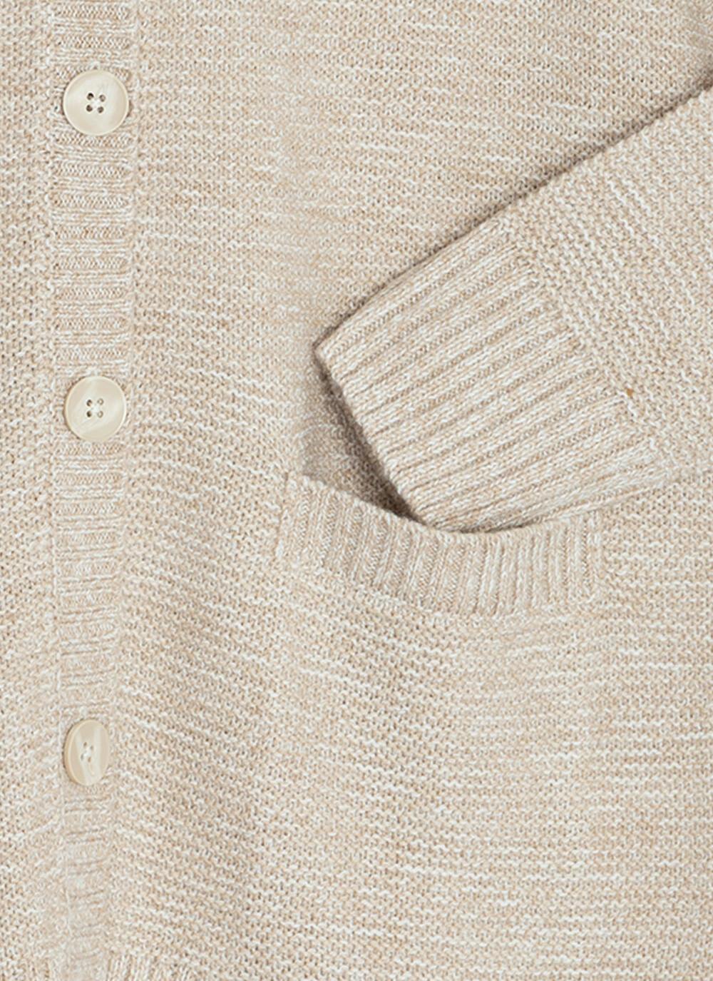  Textured Knit Crew Neck Cardigan