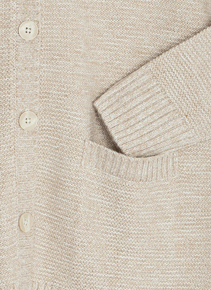  Textured Knit Crew Neck Cardigan