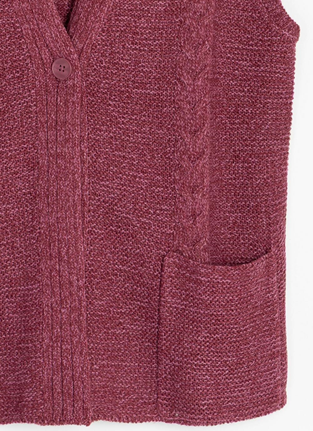  Single Cable Knit V- Neck Waistcoat