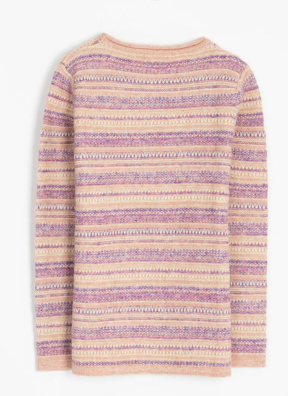  Textured Striped Crew Neck Jumper