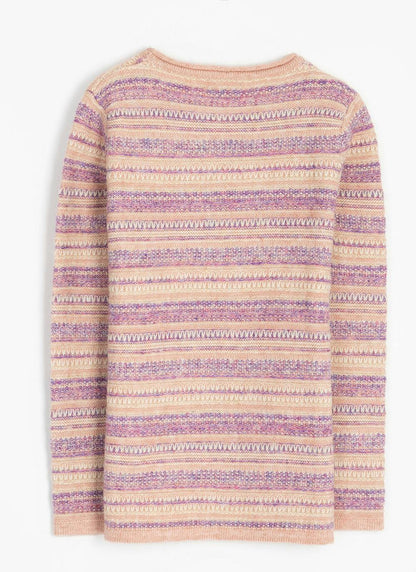  Textured Striped Crew Neck Jumper