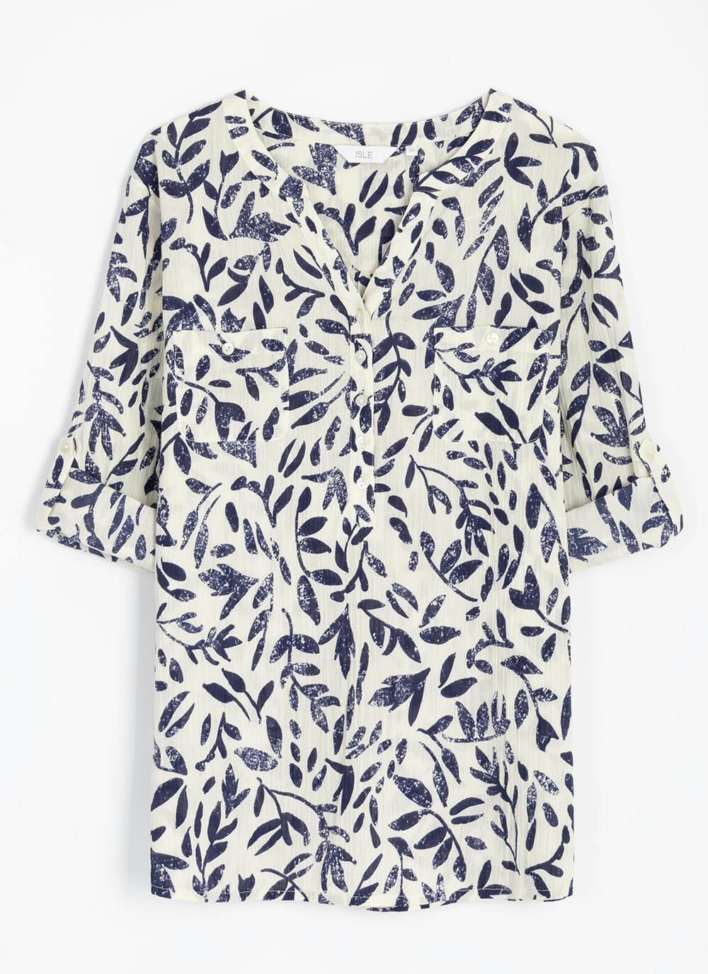  Pure Cotton Notch Neck Blouse