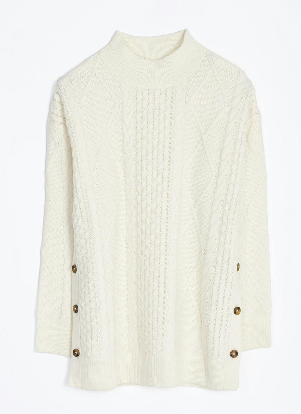  Wool Blend Cable Knit Turtle Neck Jumper