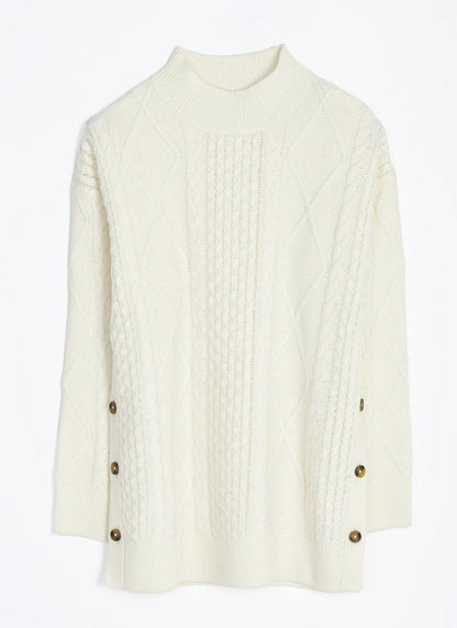  Wool Blend Cable Knit Turtle Neck Jumper