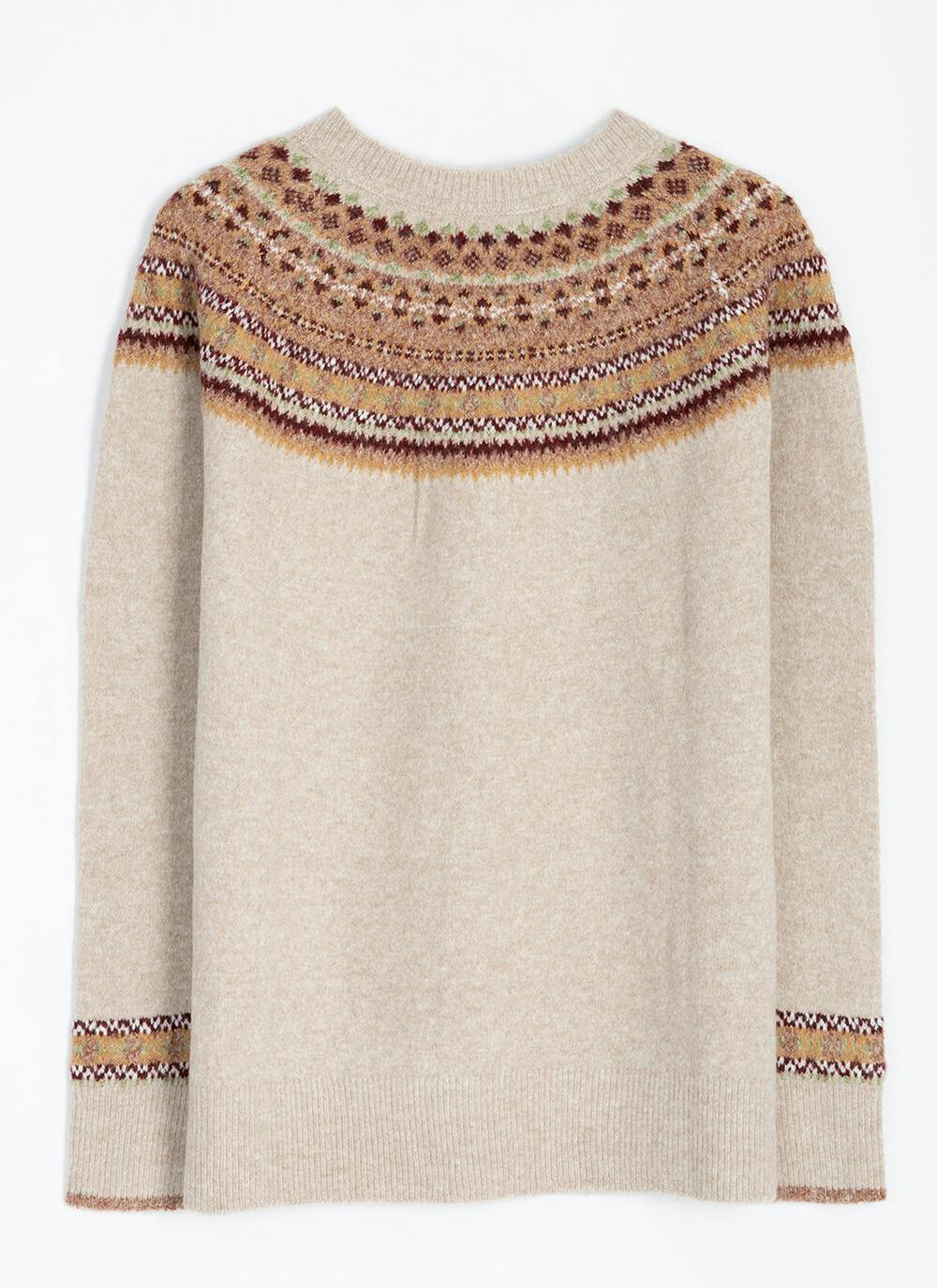  Soft Touch Fairisle Yoke Crew Neck Jumper