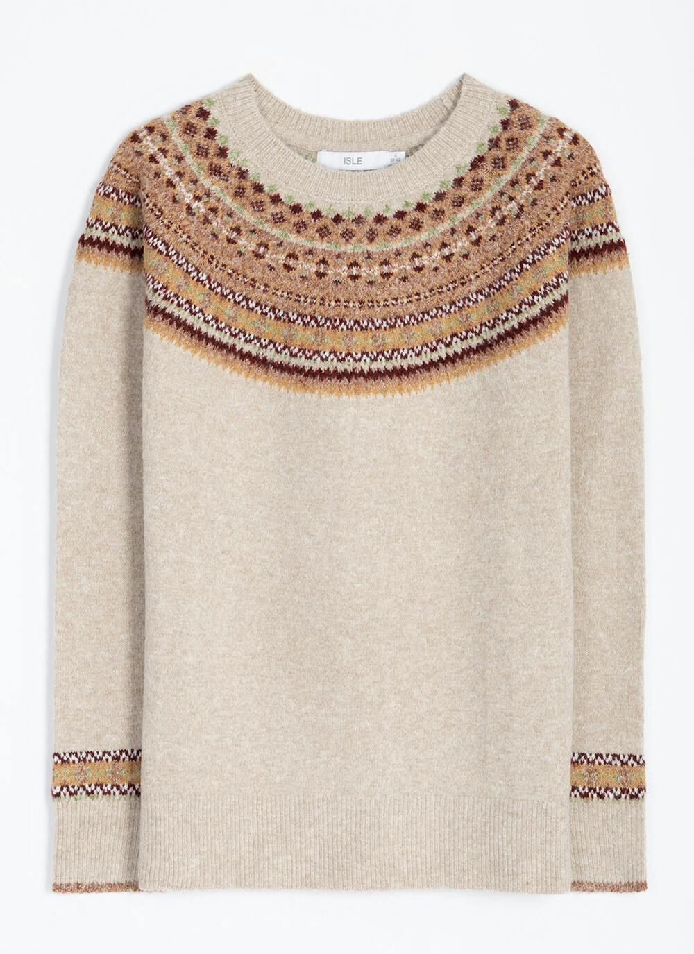  Soft Touch Fairisle Yoke Crew Neck Jumper