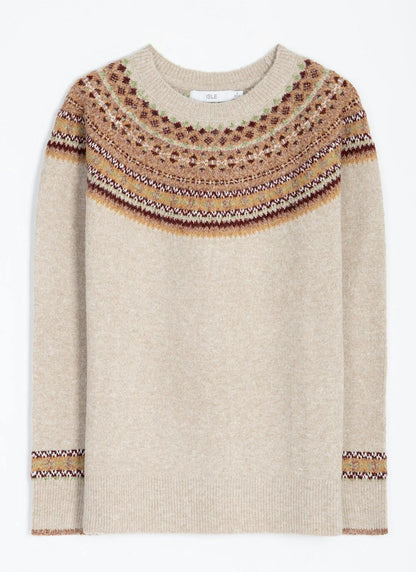  Soft Touch Fairisle Yoke Crew Neck Jumper