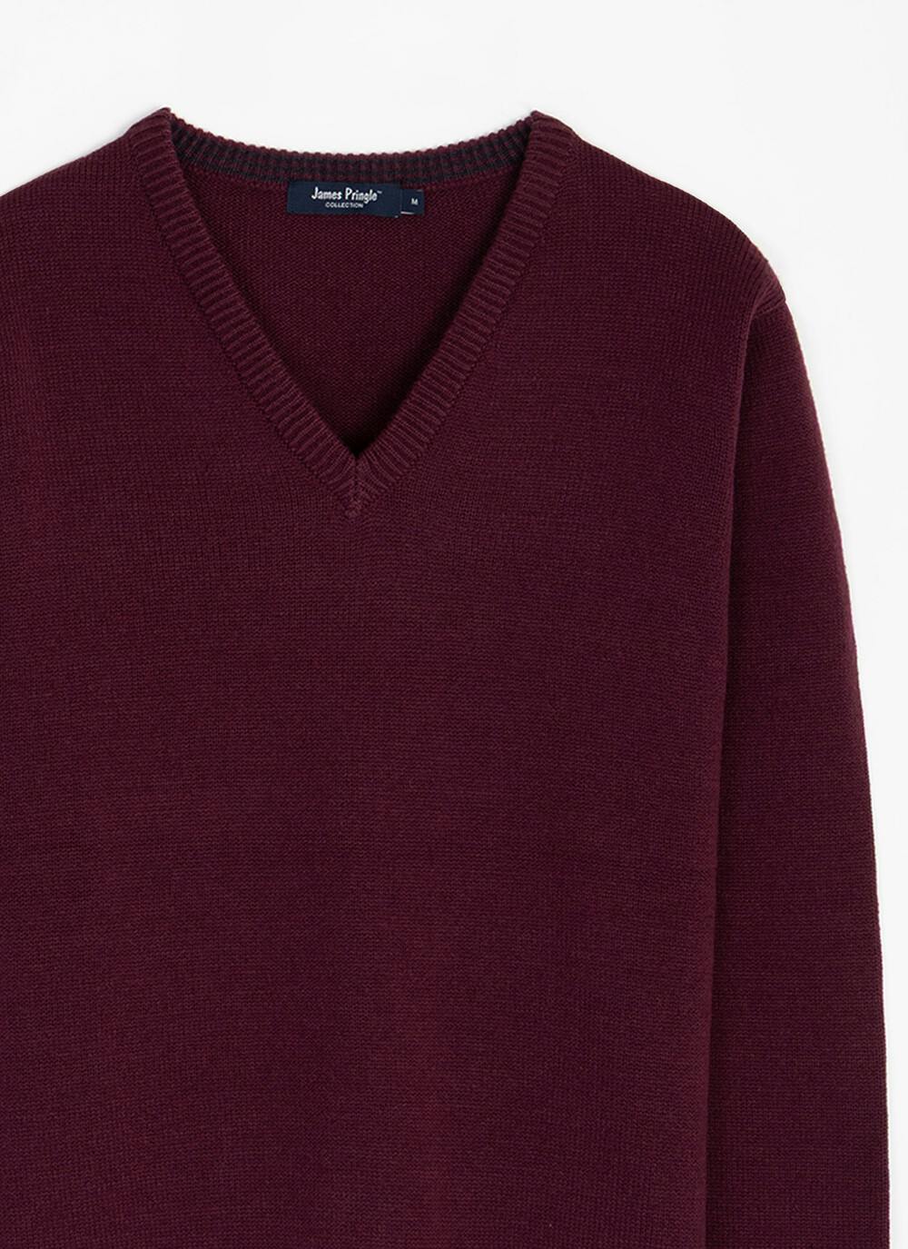  Textured Knit V Neck Jumper