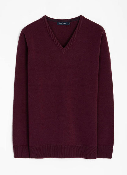  Textured Knit V Neck Jumper