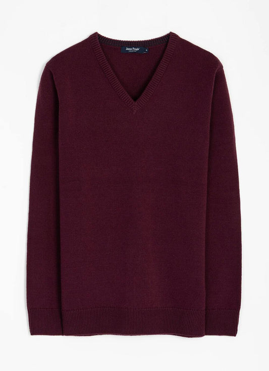  Textured Knit V Neck Jumper