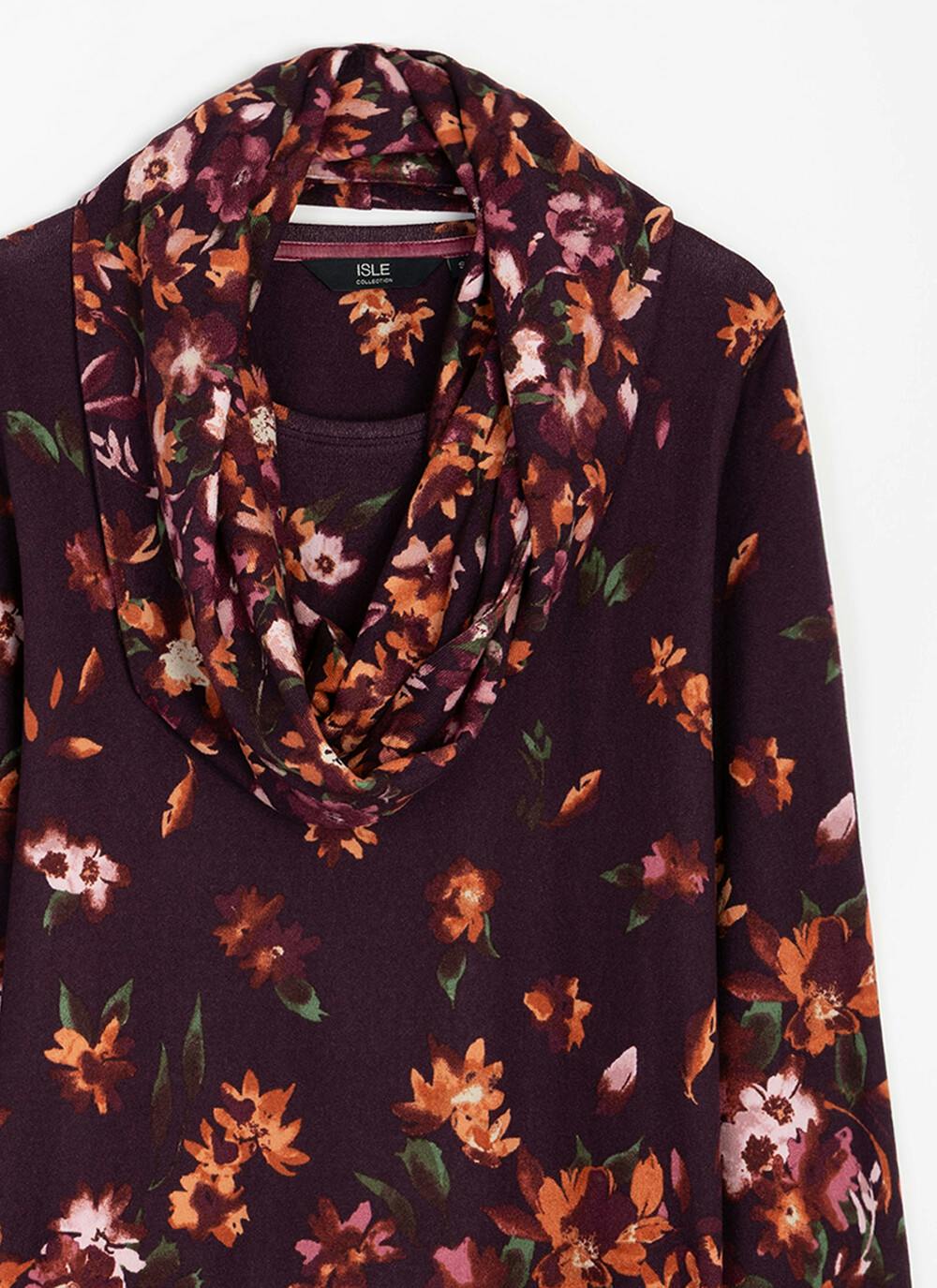  Soft Touch Border Print Snood Tunic