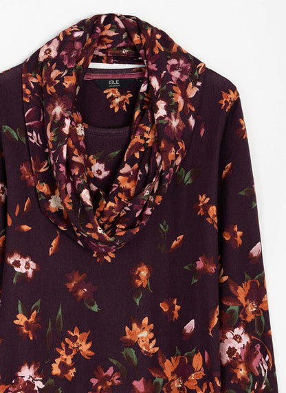 Soft Touch Border Print Snood Tunic