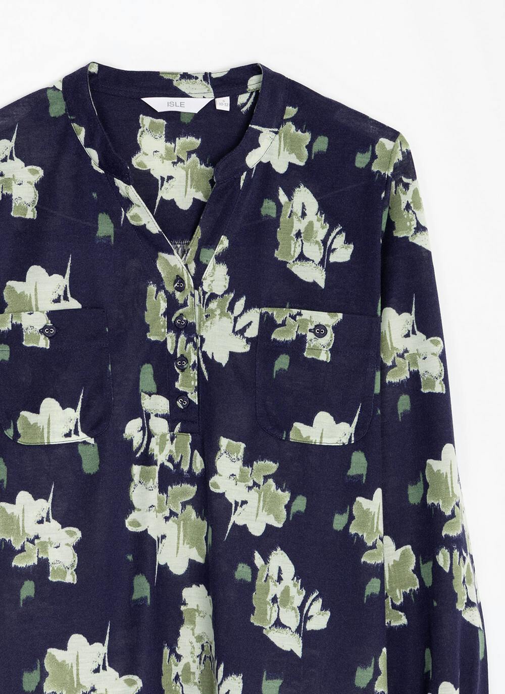  Notch Neck Jersey Print Blouse