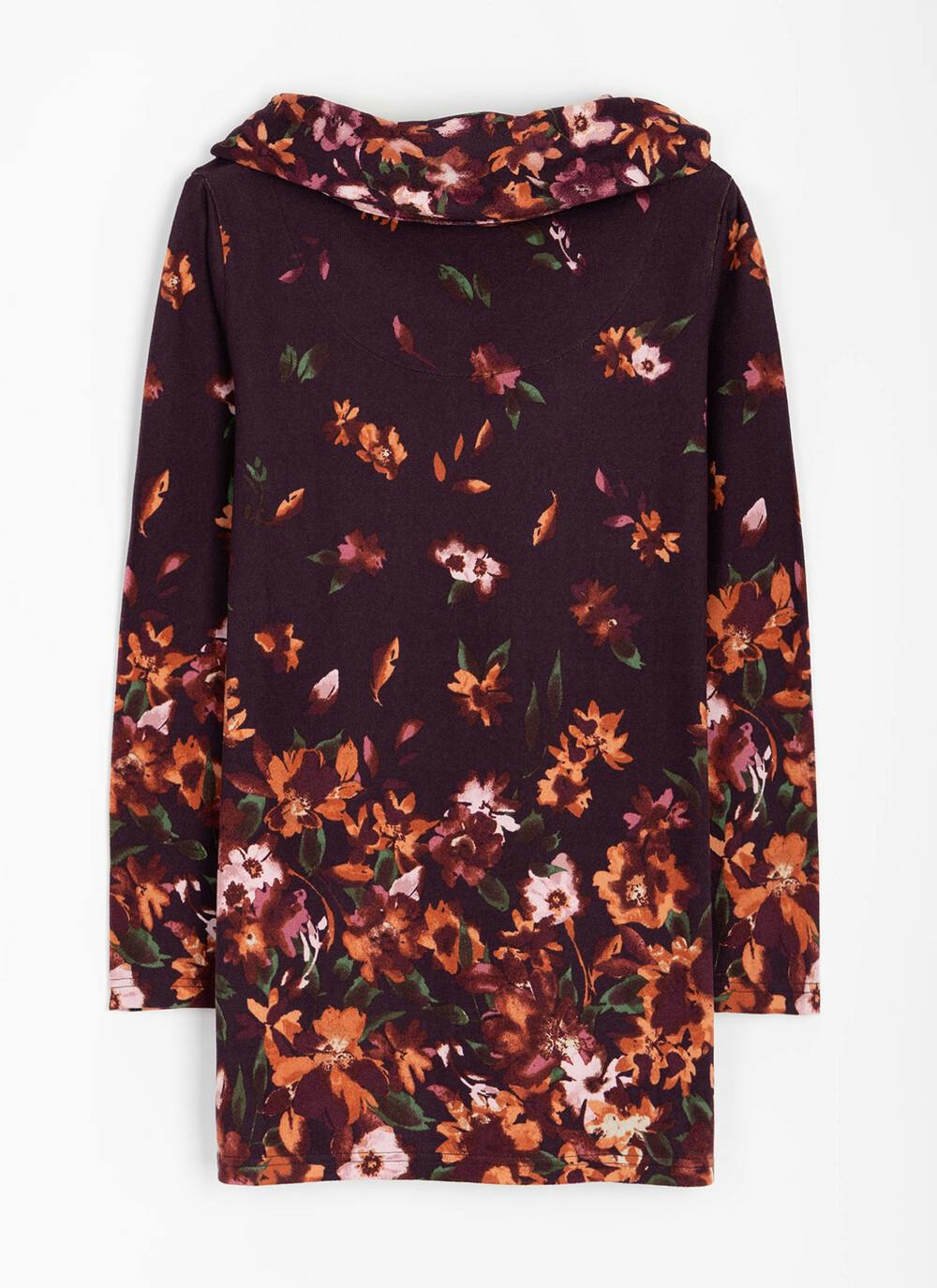  Soft Touch Border Print Snood Tunic