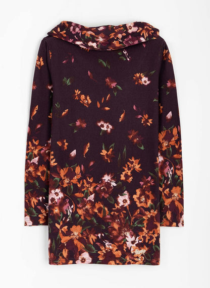  Soft Touch Border Print Snood Tunic